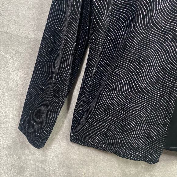 Notations Shirt Jacket XL Black Velvet Open Front‎ Stretch Party Formal Glam - Picture 11 of 15